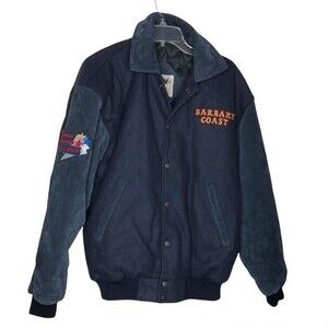Barbary Coast Hotel Casino LAS VEGAS Varsity Suede Wool Navy Jacket Size Small